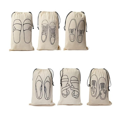 IVILLAGE Premium Reusable & Washable 100% Pure Cotton Cloth Travelling Shoe Cover/Pouches/Bags
